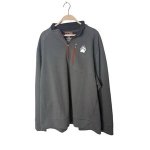 Alaskan Hardgear Pullover‎ Mens XL Gray Half Zip Sweater Bear Paw Logo Outdoor